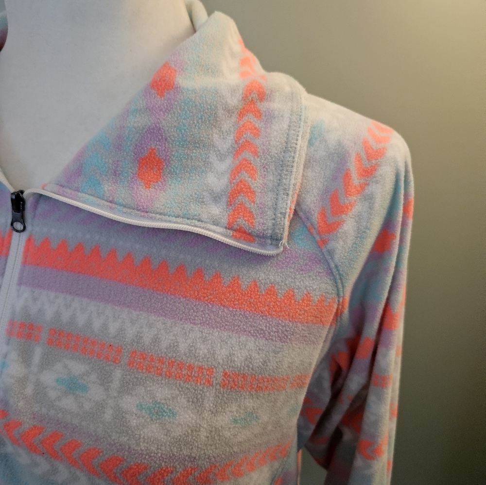 Columbia Gray and Pink Aztec Patterned Pullover Jacket Women's Size Large L - Picture 4 of 11
